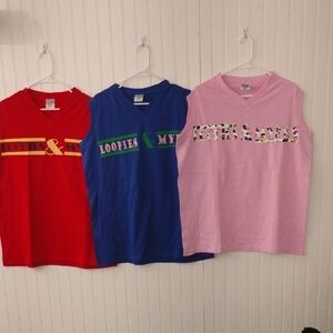 3 Pack Vibrant Red and Blue Short Sleeve Tees with Graphic Designs